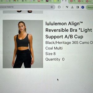 Lulu align reversible bra size 8 perfect condition never worn